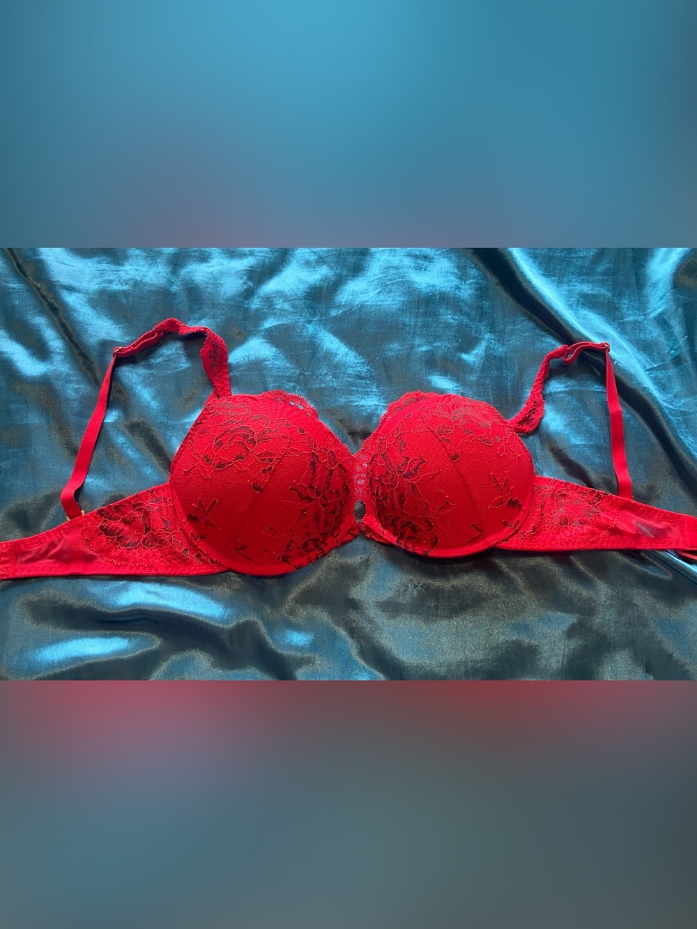 La SENZA Red Lace Embroidered Push-Up Bra